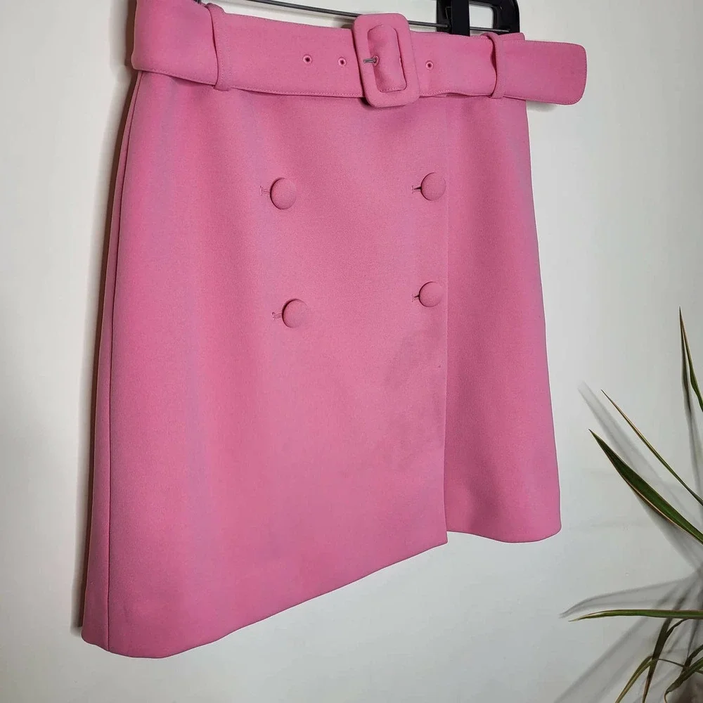 Boden Belted Four-Button A-Line Skirt - Abstract - Pink/Crayon Pink - Picture 14 of 14